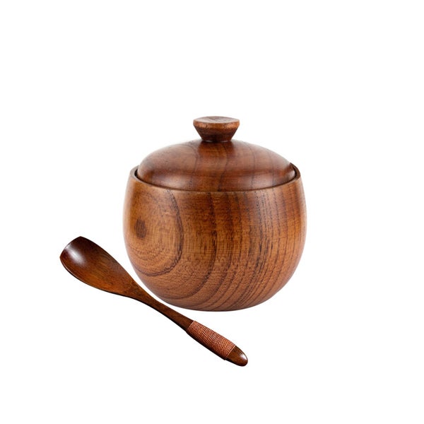 Wooden Salt Cellar Sugar Bowl Pepper Box Salt Seasoning Container Carousel 7