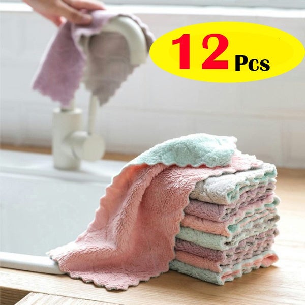 12PCS Super Absorbent Microfiber Kitchen Dish Cloth Hi Carousel 1