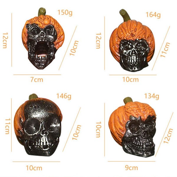 New Pumpkin Skull Head Model Halloween Statues Artificial Resin Skull Carousel 7