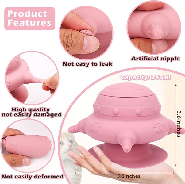 Puppy Pet Dog Feeder 240ml Silicone Puppy Milk Feeder Bow Pink Carousel 2