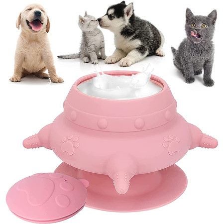 Puppy Pet Dog Feeder 240ml Silicone Puppy Milk Feeder Bow Pink Carousel 11
