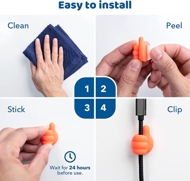 Fun Cord Holder, Multifunctional Thumb Cable Clips Adhesive 10 Pack Carousel 1