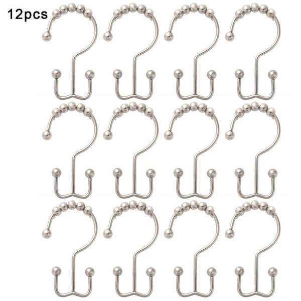 12 Pcs Stainless Steel Curtain Hooks Rollerball Shower Curtain Rings Carousel 1