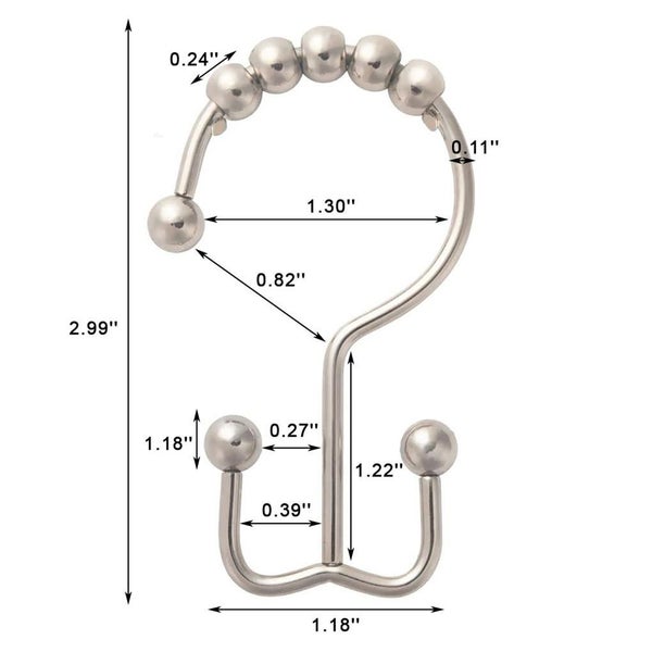 12 Pcs Stainless Steel Curtain Hooks Rollerball Shower Curtain Rings Carousel 7