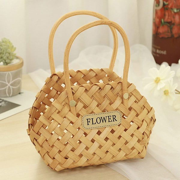 23*11*25cm Hand-woven Rattan Flower Basket Household Flower Storage Carousel 1