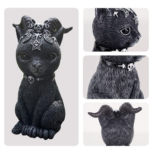 Halloween Decorative Figurines Black Magic Cat Owl Ornaments Table Carousel 7
