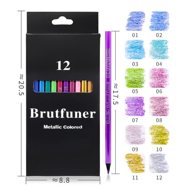 Haile 12 Colors Metallic Pencil Drawing Pencil Sketching Pencil Set Carousel 1