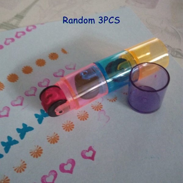 Haile 3/6Pcs Cute Mini Roller Toy Stamp Seal Highlighter Kids Funny Carousel 1