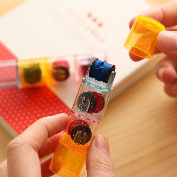 Haile 3/6Pcs Cute Mini Roller Toy Stamp Seal Highlighter Kids Funny Carousel 7
