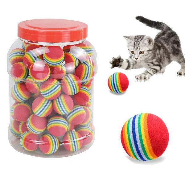 Rainbow EVA Cat Toys Ball Interactive Cat Dog Play Chewing Rattle Carousel 2