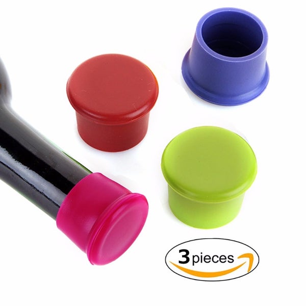 3pcs silicone wine stoppers Leak free wine bottle sealers for red Carousel 1