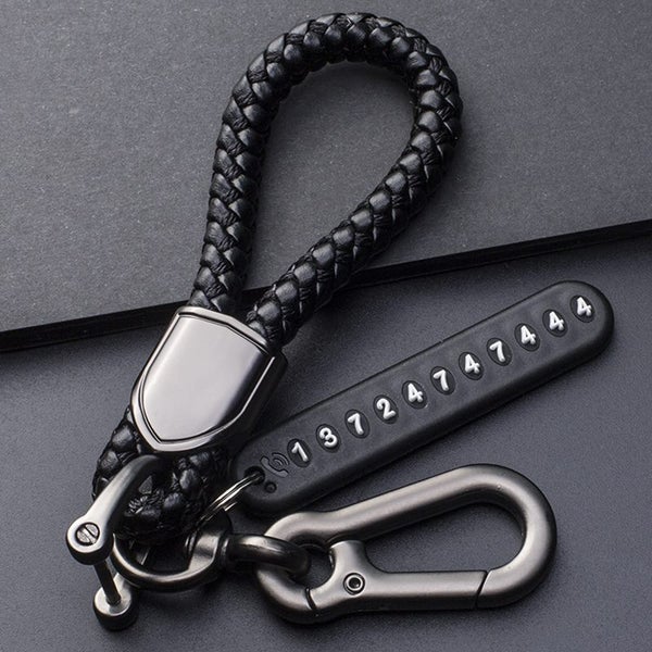 Anti-Lost Car Key Pendant Split Rings Keychain Phone Number Card Carousel 2