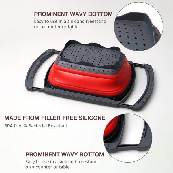 Silicone Kitchen Collapsible Colander Strainer Over The Sink Vegtable Carousel 2