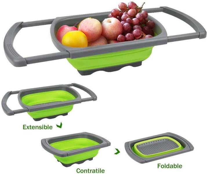 Silicone Kitchen Collapsible Colander Strainer Over The Sink Vegtable Carousel 6