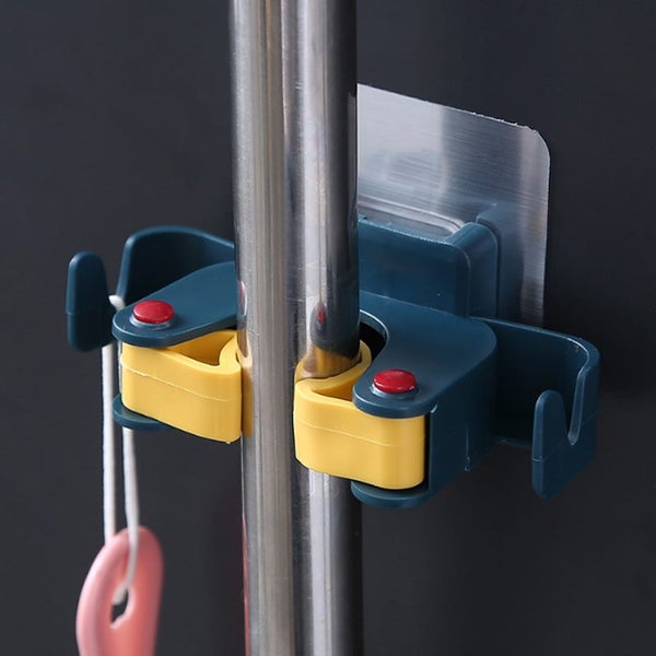 Self-Adhesive Mop Holder Bathroom Wall Hanging Mop Clip Hook Broom Carousel 1