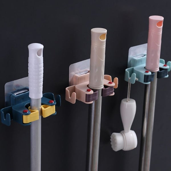 Self-Adhesive Mop Holder Bathroom Wall Hanging Mop Clip Hook Broom Carousel 2