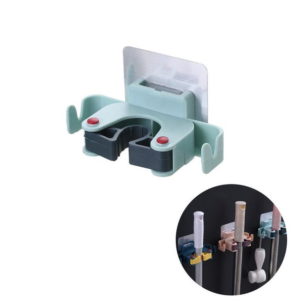 Self-Adhesive Mop Holder Bathroom Wall Hanging Mop Clip Hook Broom Carousel 7