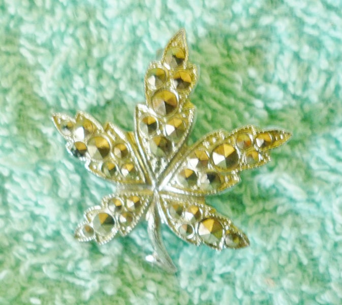 Marcasite 5 leaf shaped brooch. Carousel 1