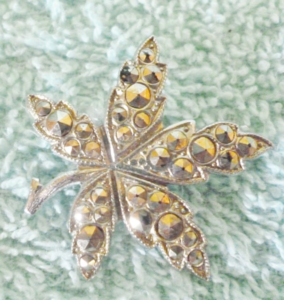 Marcasite 5 leaf shaped brooch. Carousel 2