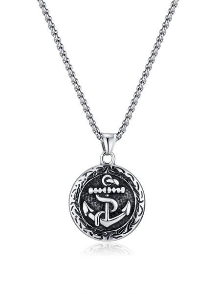 Men's Trendy Stainless Steel Anchor Feature Necklace Carousel 1