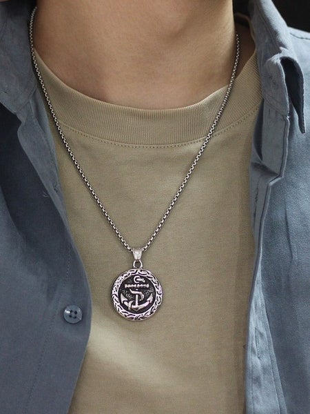 Men's Trendy Stainless Steel Anchor Feature Necklace Carousel 2
