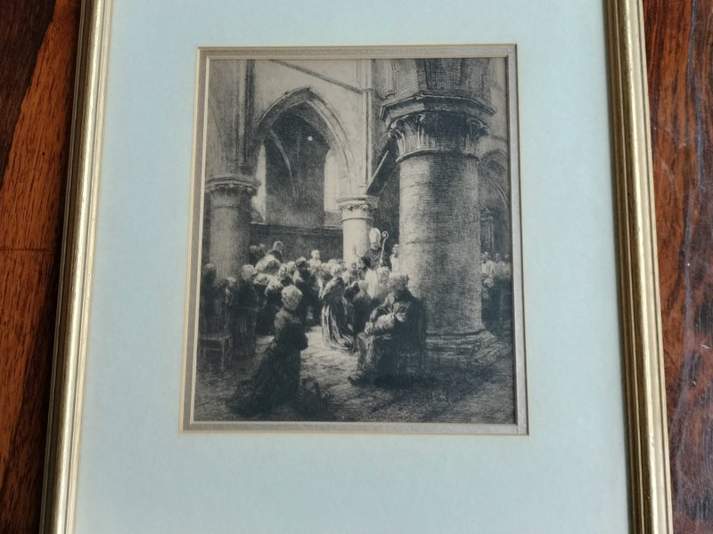 Vintage Print of Etching "An Episcopal Visit" by Leon Lhermitte(1844-1925) Carousel 2