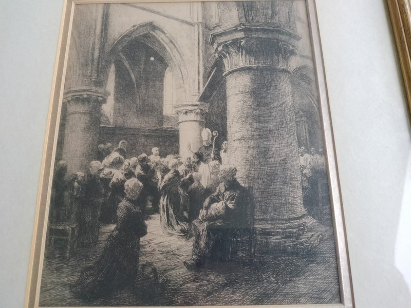 Vintage Print of Etching "An Episcopal Visit" by Leon Lhermitte(1844-1925) Carousel 6