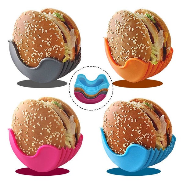 Newest Burger Holders Reusable Silica Gel Sandwiches Holder Box Beef Carousel 2