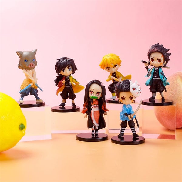 6PCS/Lot Anime Demon Slayer Figure Kimetsu No Yaiba Model Q Cute 7CM Carousel 2