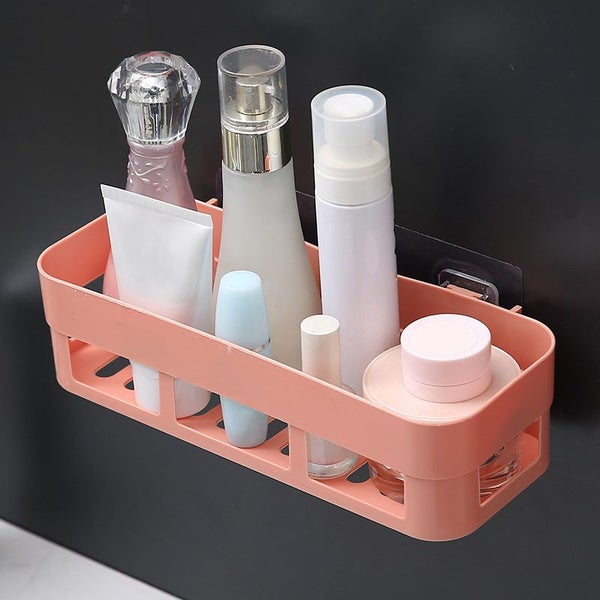 Bathroom Shelf Organizer Toilet Adhesive Shampoo Gel Storage Basket Carousel 1