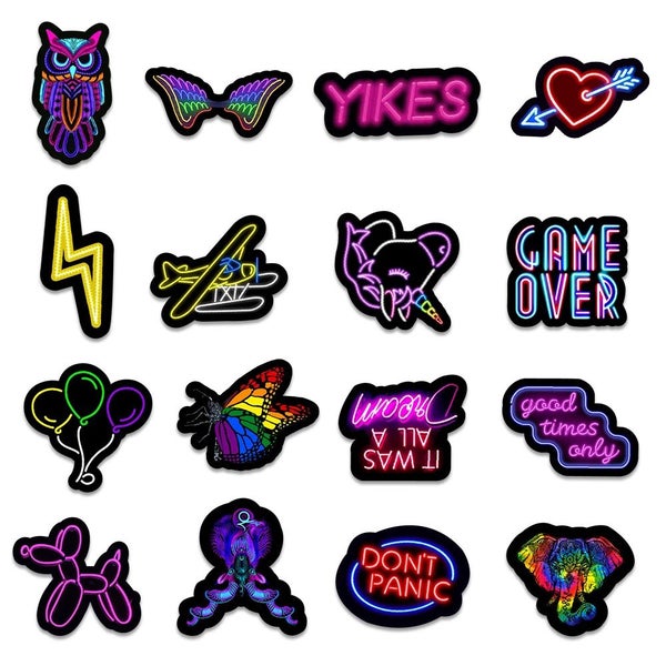 10/30/50/100PCS Cartoon Neon Light Graffiti Stickers Aesthetic Car Carousel 6