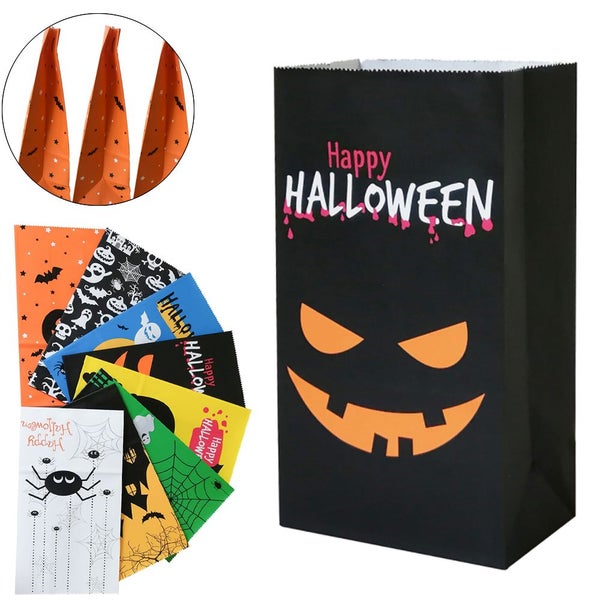 10pcs Halloween Kraft Paper Bags, Party Favor Bags, Candy Cookie Carousel 2
