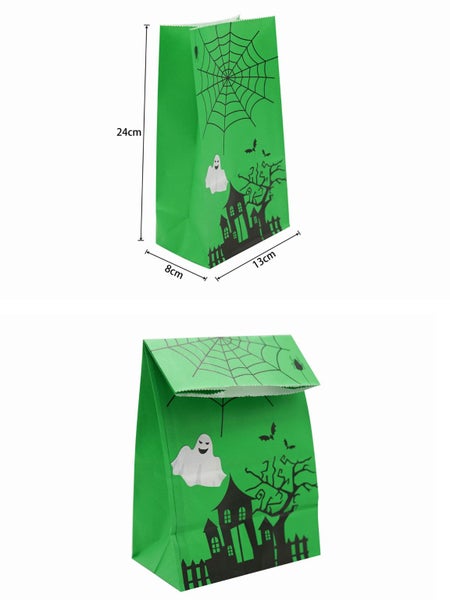10pcs Halloween Kraft Paper Bags, Party Favor Bags, Candy Cookie Carousel 7