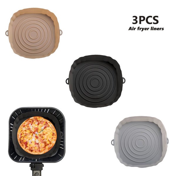 2pcs Silicone Air Fryers Oven Baking Tray Pizza Fried Chicken Carousel 1