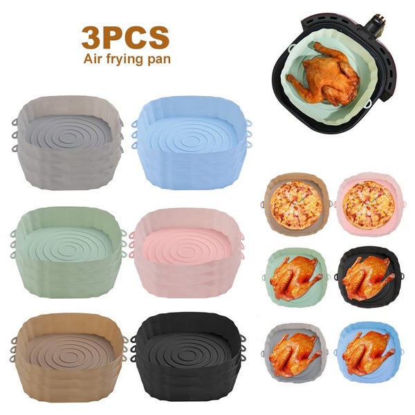 2pcs Silicone Air Fryers Oven Baking Tray Pizza Fried Chicken Carousel 2