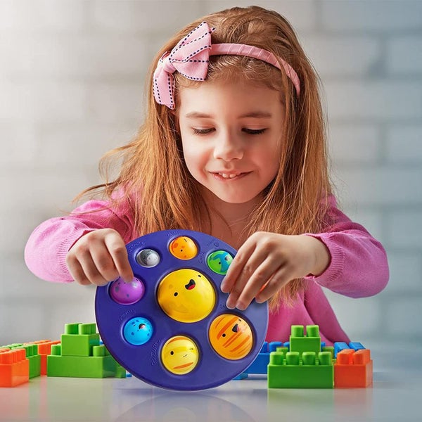 2PCS New Planet Pattern Simple Dimple Fidget Toy,Anxiety Stress Relieer Carousel 6