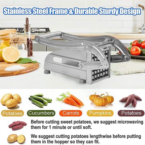 Professional Potato French Fry Cutter Machine with 2 Blades Stainless Carousel 6