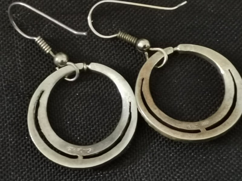 Vintage stg filigree earrings red centre screw fittings or round hook marcasite Carousel 15