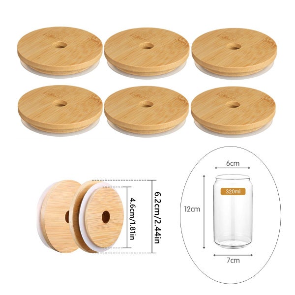 6Pcs 70/86mm Bamboo Lids for Mason Jars Wooden Jar Lids Reusable Carousel 1