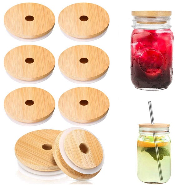 6Pcs 70/86mm Bamboo Lids for Mason Jars Wooden Jar Lids Reusable Carousel 2