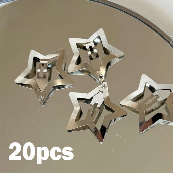 50/10pcs Silver Star Hairpins for Women Stars Filigree Metal Snap Carousel 1