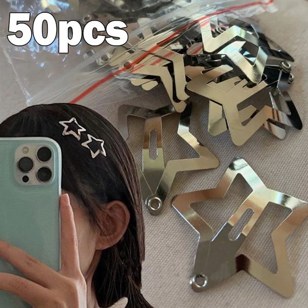 50/10pcs Silver Star Hairpins for Women Stars Filigree Metal Snap Carousel 2