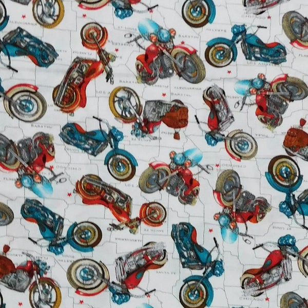 Quilting Patchwork Sewing Fabric American Motorbikes 50x55cm FQ Carousel 3