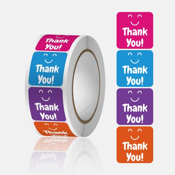 500pcs/roll Thank You Stickers Roll, 2.5x2.5cm Thank You Stickers Carousel 1