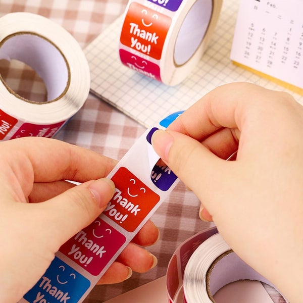 500pcs/roll Thank You Stickers Roll, 2.5x2.5cm Thank You Stickers Carousel 6