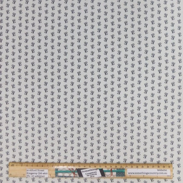 Quilting Patchwork Fabric Flower Festival Cream Black Stems 50x55cm FQ Carousel 1