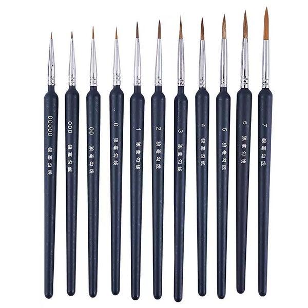 11pcs Hook Line Pen For Watercolor Oil Painting Extra Fine Soft Wolf Carousel 6