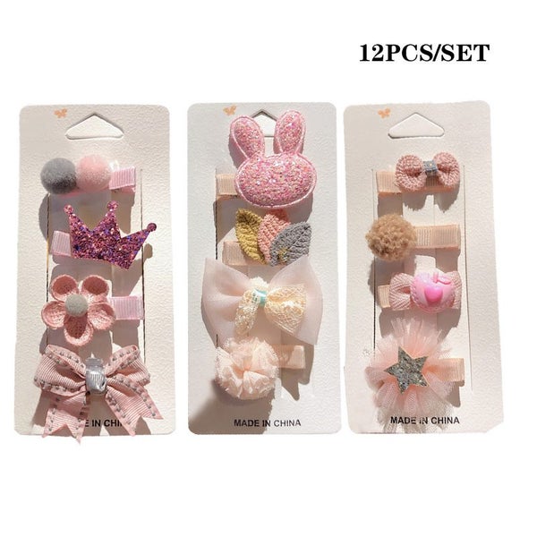 12Pcs/Set Animal Crown Flower Baby Hairpins Sweet Princess Girls Carousel 1