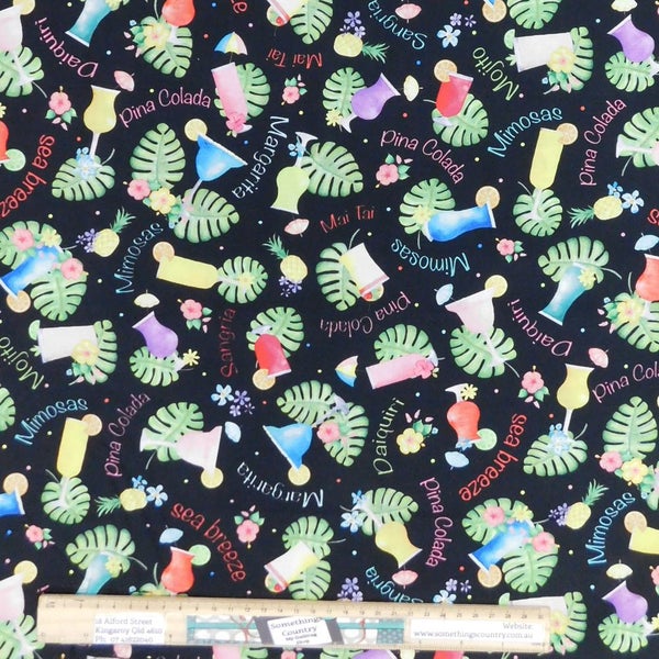 Quilting Patchwork Sewing Fabric Fun in the Sun Cocktails 50x55cm FQ Carousel 1