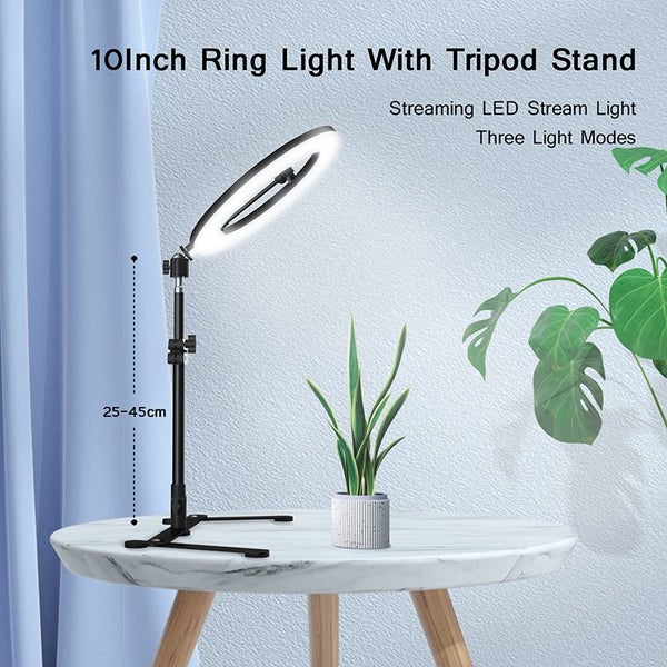 10 Inch Ring Light Kit with Overhead Phone Holder Tripod Carousel 2